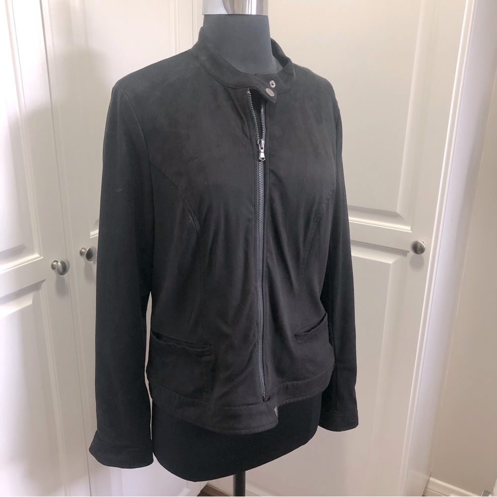 Faux Suede Bomber Jacket —Large